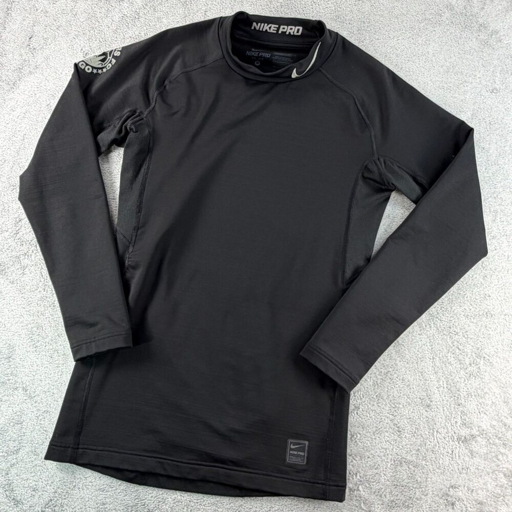 Nike Pro Compression Shirt Mens Size M Black Dri Fit Long Sleeve